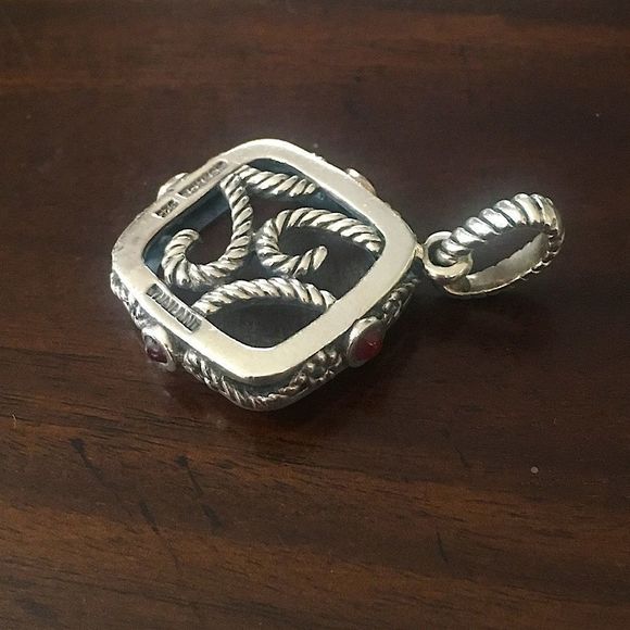 BARSE Sterling Silver Rope Embellished Red Carnelian Pendant - Picture 4 of 11